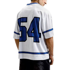 Camiseta de Fútbol Americano Personalizada Blanca y Azul de Malla, Estilo Urbano para Hombre, Uniforme de Equipo Transpirable con Número Personalizado 54, Proveedor - Product Image 2