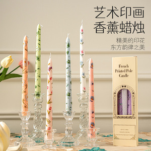 Vela de vela de cera de lujo de 25 cm con estampado para decoración del hogar, vela cónica decorativa de 25 cm con estampado. - Product Image 3