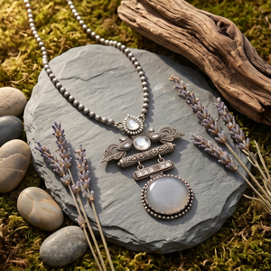 DIVYORO Collier classique gris orné d'un motif paon oxydé à longueur réglable pour femme - Product Image 3
