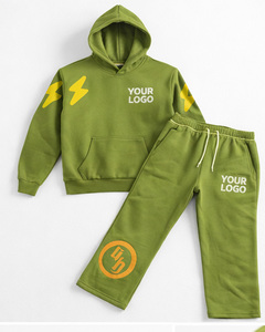 Survêtements décontractés d'hiver sur mesure en molleton respirant avec capuche, pantalon de jogging, broderies et strass, pull imprimé sérigraphié - Product Image 3