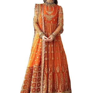 Collection Sari brodée de luxe haut de gamme Robes indiennes avant et arrière non cousues pour femmes pour les fêtes Occasions spéciales