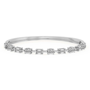 Natural Top Quality 14k Gold Jewelry Emerald & Oval Cut Lab Grown Diamond Faceted Openable <b>Bangle</b> <b>Bracelet</b> At Wholesale Price - Product Image 2