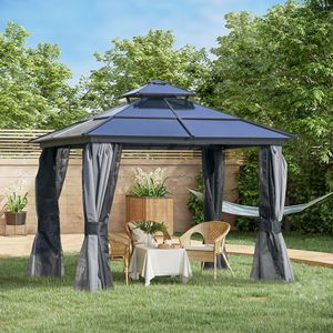 10 X 10 Hardtop Polycarbonate <b>Canopy</b> & Gazebo with Double <b>Roof</b> Aluminum Frame Permanent Pavilion Outdoor Netting Quality Pergola - Product Image 3