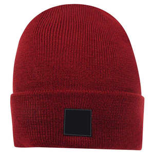 Unisex Solid Color Beanie Hat 100% Acrylic Knitted <b>Winter</b> <b>Cap</b> for Adults Casual Style Red Cuff Design - Product Image 2