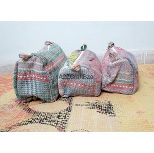 Cotton Kantha Tassel Zipper Closure Eco-Friendly Durable Small Medium Cosmetic for Bag for Women Travel Wedding Gift - Product Image 2