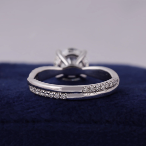 Women's Round Brilliant Cut Diamond Engagement Ring WHITE Gold Prong Setting Pave Band Classic Style IGI Certified - Product Image 4