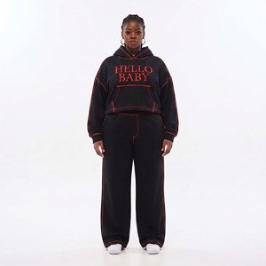 <b>Women</b> <b>Plus</b> <b>Size</b> Hooded <b>Tracksuit</b> Full Sleeve Casual Loose Fit Sweat Pant Side Pockets Elastic Waist Ladies Oversize <b>Tracksuit</b> - Product Image 6