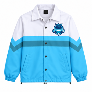 Veste de coach personnalisée à rayures, football, basketball, col rabattu, coupe-vent, polyester, fermeture à pression, logo d'équipe - Product Image 3