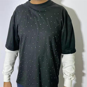 Camisetas de Hombre de la Mejor Calidad con Pedrería, 100% Algodón, MOQ Bajo, Mejor Precio, Decoraciones Premium con Pedrería para Hombre - Product Image 6