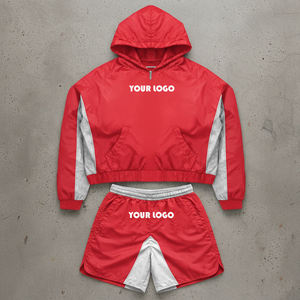 <b>Men</b>’s Color Block Windbreaker Tracksuit Set <b>White</b> Pink Panelled <b>Jacket</b> and Shorts Y2K Streetwear Sportswear Outfit - Product Image 2