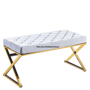 Attractive Modern Metal & <b>Leather</b> Bench for Outdoor Office Restaurant Home Decor-Reasonable Prices Ottoman Bench - Product Image 6