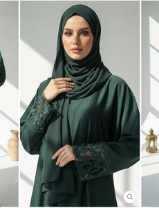 Vestido de Fiesta Largo para Mujer, Modesto, Bordado, de Poliéster, con Mangas Acampanadas, Cuello en V, Estilo Árabe de Lujo, Abaya - Product Image 5