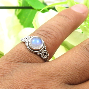 Natural Rainbow Moonstone Gemstone Ring <b>Crafted</b> From 925 Sterling Silver Gemstone Bohemian Style Women Ring Jewelry Gift For Her - Product Image 2