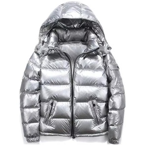 Blouson Bomber Homme Personnalisé Hiver Brillant Style Urbain Col Montant à Capuche Réversible Grande Taille Noir Matelassé Extérieur - Product Image 1