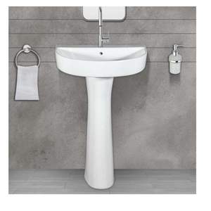 Lavabo de cerámica de alta calidad con pedestal, 550x425x835mm, lavabo de porcelana para baño, lavabo para lavar ropa, conjunto Calix - Product Image 5