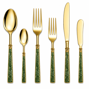 Juego de Cubiertos Modernos de Acero Inoxidable con Diseño de Mango Ondulado, Acabado Espejo de Alta Calidad, Aptos para Lavavajillas, Vajilla para Bodas - Product Image 5