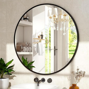 Unique Design <b>Round</b> Shape Black Finished Metal Aluminum Border Custom Size For Bathroom Decorative <b>Wall</b> Decoration <b>Mirror</b> - Product Image 5
