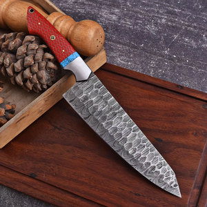 Nouveau design 2026 Couteau de chef de cuisine en acier carbone Damas style japonais 8 pouces ultra-affûté à lame pleine en nid d'abeille avec pierre turquoise - Product Image 2