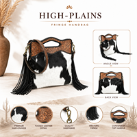 Sac à main en cuir de vachette premium avec franges, sac fourre-tout en cuir style western noir et blanc avec fourrure, sac à bandoulière |   Bordure en cuir tanné faite à la main, élégante pour femmes