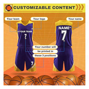 Ensemble Maillot et Short de Basketball Respirant en Maille, Personnalisable, en Polyester à Séchage Rapide, Sans Manches, pour l'Extérieur, Bleu Coloré - Product Image 4