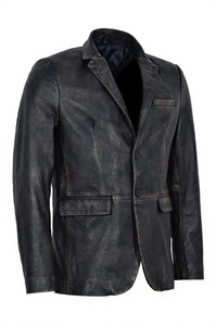 <b>SMART</b> RANGE Men's Black Leather Blazer Slim Fit Turn-down Collar Single Breasted Genuine Leather <b>Jacket</b> Autumn <b>Smart</b> Casual - Product Image 5