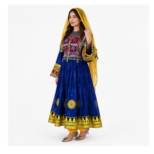 High Quality Tribal Traditional Afghan Kuchi Sequined Lace Zippers Button Embroidered Vintage Knee Length Afghan Kuchi Dress - Product Image 3
