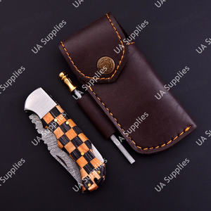 Damascus Steel Camping <b>Folding</b> Pocket <b>Utility</b> <b>Knife</b> OEM ODM OBM Drop Point Blade Slide Open Colorful Handle Industrial Grade - Product Image 5