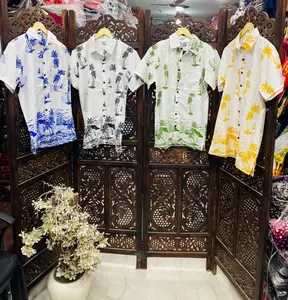 Rayon impresso camisas para homens havaí impresso camisas poliéster impresso camisa havaí desenhos impressos camisas por atacado