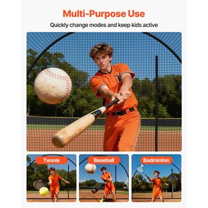 Gabbia da Battuta Portatile Autoportante 22.2 X 12.1 X 7.9 FT, Attrezzatura per Allenamento di Battuta, in Poliestere Senza Nodi a 4 Strati per Baseball - Product Image 6