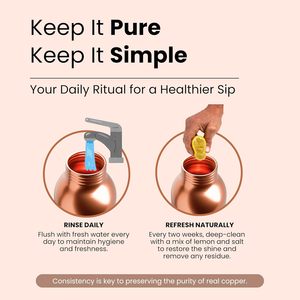 Reine International 900ml Metal High Quality Travel-friendly Hammered Shiny 100% Pure Copper Eco-Friendly Large Capacity Water - Product Image 6