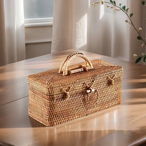 Wholesale Handrafted Rattan Picnic <b>Basket</b> Outdoor Beach Camping Accessories Mini <b>Wicker</b> Camp <b>Hamper</b> - Product Image 2