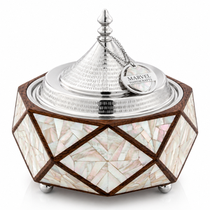 Marvel Handicrafts Luxury Mother of Pearl Wooden Insulated Casserole with Stainless Steel Tagine Lid Premium Hot <b>Food</b> <b>Server</b> - Product Image 1