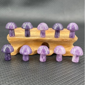 Sculpture de champignon en Lépidolite naturelle, cristal de guérison violet pour la méditation Reiki, décoration Feng Shui, vente en gros - Product Image 6