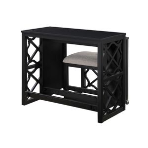 3-Piece Black Finish Rolling <b>Desk</b> <b>Set</b> with Casters 2 Charging Ports Home Office Furniture-Computer <b>Desks</b> - Product Image 6