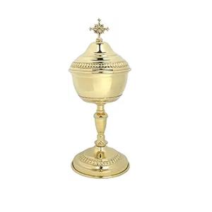 Mini Calice Vintage Doré, Petit Gobelet en Verre Métallique Laiton avec Motifs Floraux en Relief - Product Image 3