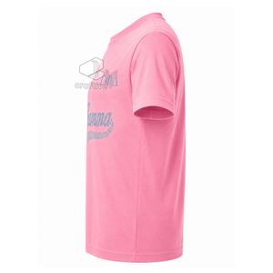 Camiseta de Mujer con Pedrería Brillante de la Hermandad Gamma Phi Delta, Cuello Redondo, Manga Corta, Jersey de Algodón Rosa, Diseño con Letras Griegas - Product Image 3