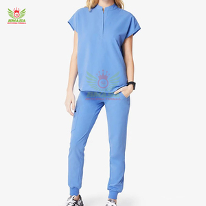 Tenues d'infirmières en polyester tricoté, ensembles de blouses à manches courtes, uniformes médicaux personnalisés - Product Image 5