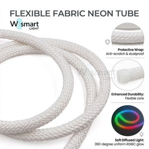 Ruban lumineux <span class=keywords><strong>néon</strong></span> en tissu RGBIC USB 5V DC 360 °   Bande lumineuse intelligente à <span class=keywords><strong>60</strong></span> LED, couleurs changeantes, pour jeux et décoration minimaliste - Product Image 3