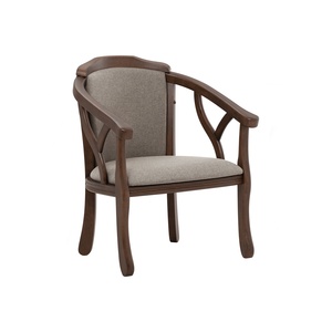 Mesa de Té de Madera Maciza Estilo Vintage de Mediados de Siglo, Sillones Tapizados con Mesa de Centro Redonda Tallada para Muebles de Interior Clásicos - Product Image 1