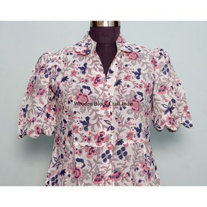 Robe décontractée moderne en coton pour femme, tunique confortable en coton biologique, robe midi d'été pour la plage, imprimé floral, lavable, toucher doux - Product Image 2