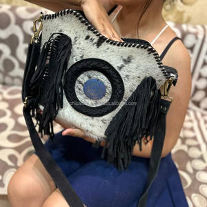 กระเป๋าหนังนิ่มคลุมผมสไตล์ตะวันตกสำหรับผู้หญิง, กระเป๋าหนังสไตล์โบฮีเมียนขนสัตว์คุณภาพสูง - Product Image 2