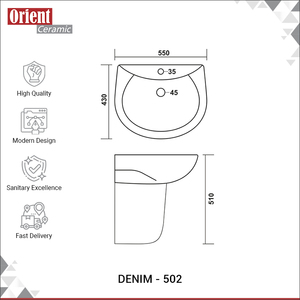 Worldwide Selling Best in Quality Sanitary Ware Classic Design White Ceramic Wash Basin with Half Pedestal for Hotel Use - Product Image 3