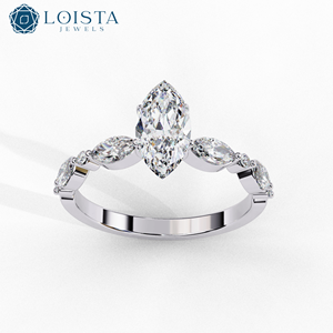 Messi Jewelry Custom Jewelry 18k Gold Solitaire Ring Marquise Cut Lab Grown Diamond Ring - Product Image 2