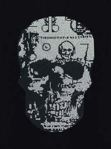 Camisetas de Lujo para Hombre con Calavera de Diamantes de Imitación, Camiseta Negra de Algodón Personalizada con Gráficos Brillantes, Estilo Urbano, Manga Corta, Venta al por Mayor OEM - Product Image 5