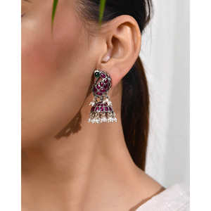 ต่างหูเงินทรงจุ่มกี้ รุ่นมอร์นี แฟชั่น ของมีร่า จาปุร - Product Image 1