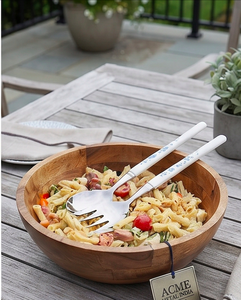 Glossy Silver Stainless Steel Salad Server Straigh Ceramic Handles Perfect With Blue Floral For Household Events And <b>Gift</b> <b>Hamper</b> - Product Image 4
