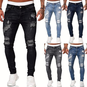 2024 Meilleure vente Premium hommes haute Denim jean pantalon Durable polyvalent Super extensible Logo personnalisé Stonewashed Look bas quantité minimale de commande - Product Image 5
