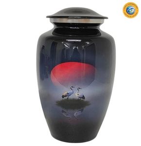 โกศบรรจุอัฐิสีดำลายเครนพระอาทิตย์ตก สำหรับผู้ใหญ่ - Product Image 3