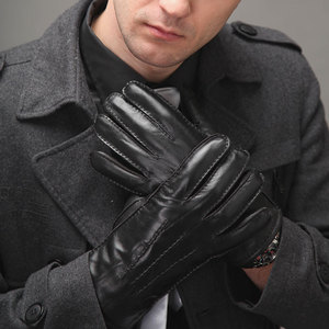 Gants de course en cuir à doigts entiers, coupe-vent, pour l'extérieur, hiver, unisexe, à enfiler, équipement de course, antidérapants - Product Image 2