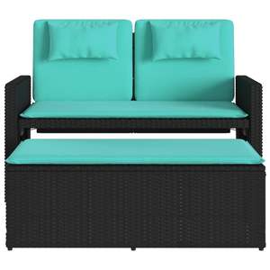 Banco de Jardín de Ratán PE Negro y Azul, Acero con Recubrimiento en Polvo y Poliéster, Elegante Conjunto de Sofá para Exteriores - Product Image 6